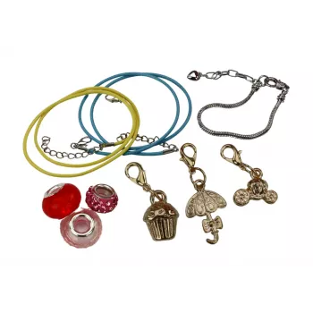 LEAN TOYS DIY Schmuckherstellungsset - Armbänder, Perlen & Anhänger, 300+ Perlen, 50+ Charms, elastischer Faden, Verschlüsse, wiederverwendbare Box, ab 6 Jahren