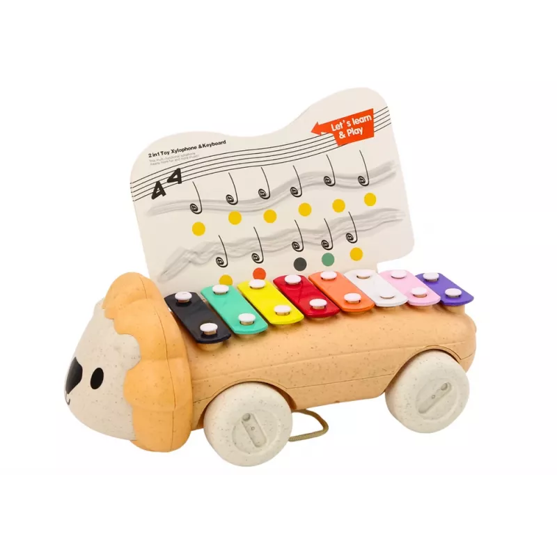 LEAN TOYS Löwe Becken auf Rädern Nachzieh-Musikspielzeug für Kleinkinder, buntes Lerninstrument