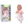 LEAN TOYS Babypuppe mit Schnuller, Einhorn-Strampler, rosa Decke und Zubehör, 35 cm