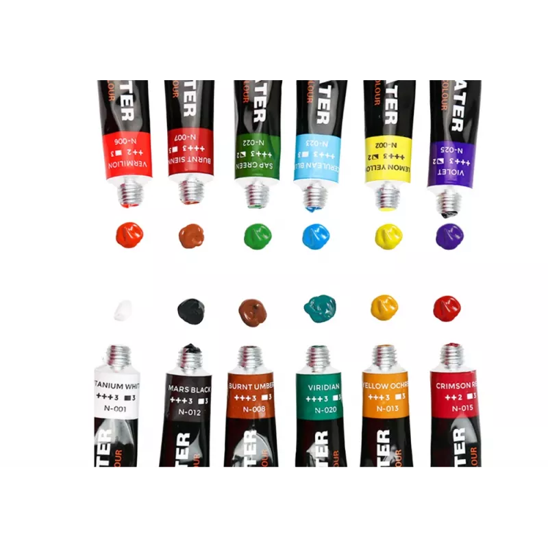 LEAN Acrylfarben-Set in Tuben, 12 Farben, je 12 ml, Studentenqualität