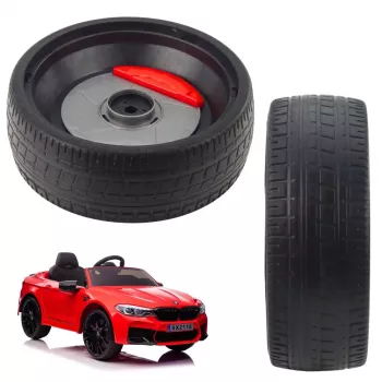 LEAN TOYS Vorderrad für BMW M5 DRIFT 12V batteriebetriebenes Elektro-Kinderfahrzeug – Schwarz