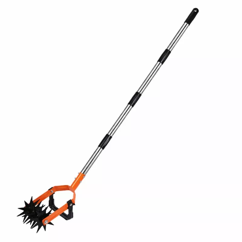 LEAN TOYS Rotierender Unkrautstecher mit Teleskopstiel, 5-Stern-Zinken, verstellbar 90-150 cm, Grün/Schwarz