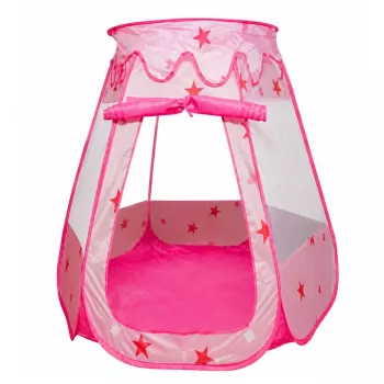 LEAN TOYS Kinder Spielzelt, Trockenpool, Bällebad, Gartenzimmer, Sterne, Rosa