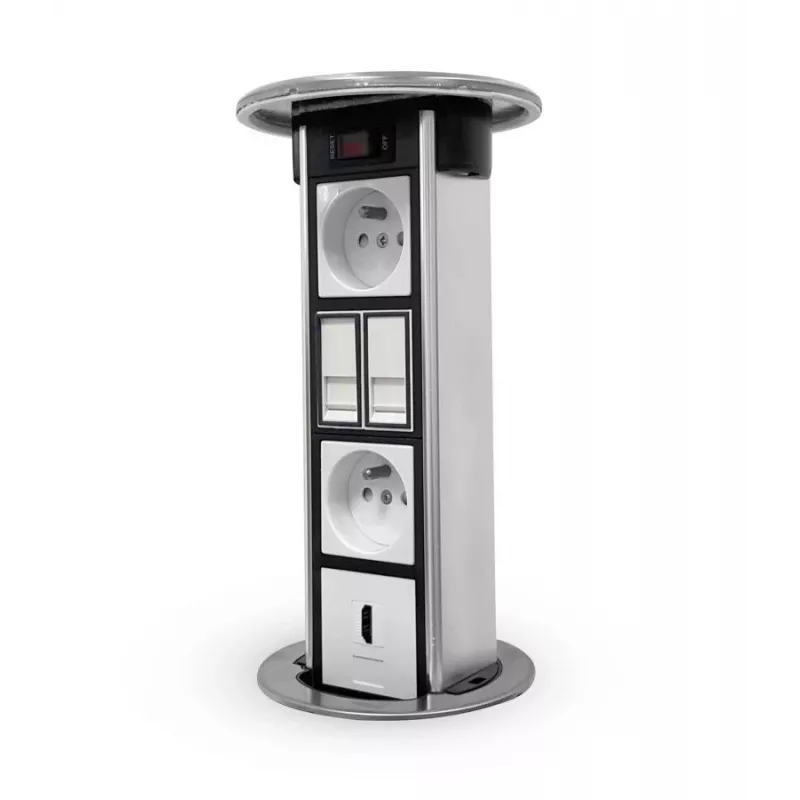 LEGRAND EM/HU-STP-1S-3EU Desktop-Säule Leergehäuse für 8 Module, Aluminium/Schwarz