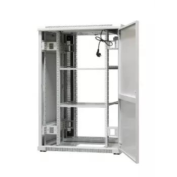EmiterNet Top 24U freistehender Netzwerkschrank, 800x800x1180 mm, Glastür vorne, Schwarz EM/SH05D-8824