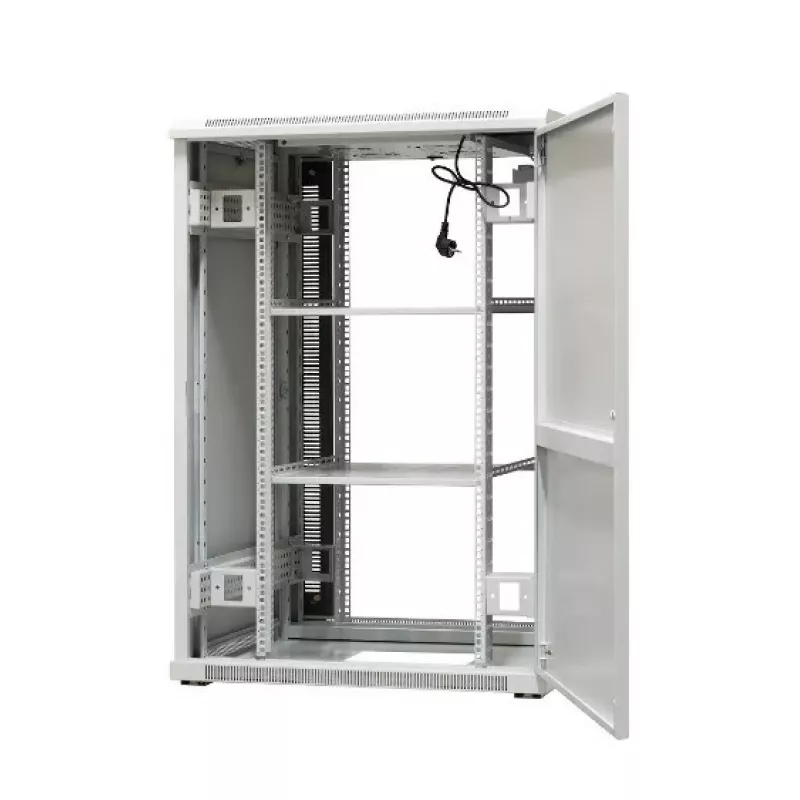 EmiterNet Top 24U freistehender Netzwerkschrank, 800x800x1180 mm, Glastür vorne, Schwarz EM/SH05D-8824