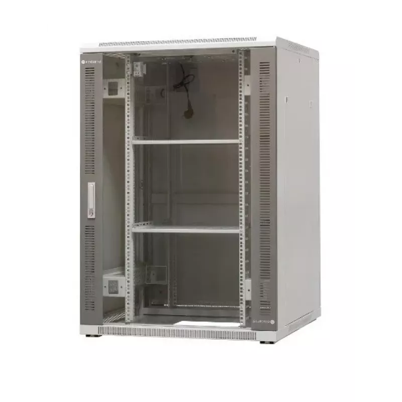 EmiterNet Top 24U freistehender Netzwerkschrank, 800x800x1180 mm, Glastür vorne, Schwarz EM/SH05D-8824
