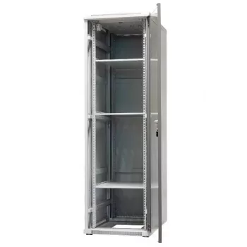 EMITER EmiterNet Top 42U freistehender Netzwerkschrank, 600x1000x1980 mm, Glasfronttür, Schwarz EM/SH05D-6042