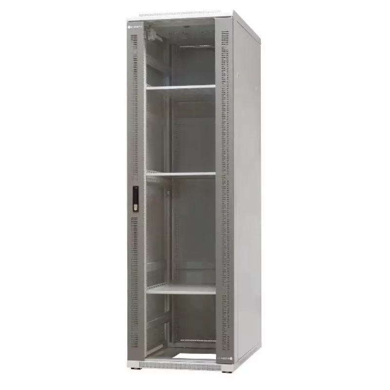 EMITER EmiterNet Top 42U freistehender Netzwerkschrank, 600x1000x1980 mm, Glasfronttür, Schwarz EM/SH05D-6042
