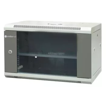 EMITER EM/AP6406 19-Zoll 6U Wandmontage-Netzwerkschrank, 600x450x370 mm, gehärtete Glastür, Stahl, Schwarz