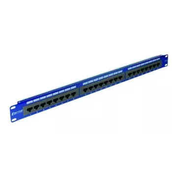 EMITERNET 19 inch 24-Port Cat.6 UTP Patchpanel mit integrierter Ablage, 1U, Blau DCN/PPFA-951K-248-C6