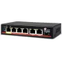GETFORT GF-106D-4P-65 6-Port Fast Ethernet PoE+ Switch mit 4 PoE-Ports und 2 Uplink-Ports, 65W Budget, Metall Desktop