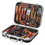 NEO TOOLS 25-teiliges Elektriker-Werkzeugkoffer-Set, VDE-isolierte Handwerkzeuge mit Spannungsprüfer, Abisolierzange, Zangen, Schraubendrehern und Zubehör im robusten Kunststoffkoffer