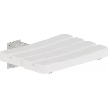 DEANTE NIL_651A Klappbarer Wandduschhocker, Weißes ABS-Kunststoff, Aluminiumrahmen, 150 kg Traglast