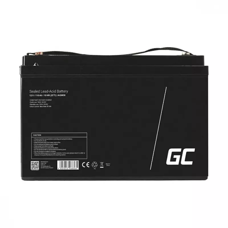 Green Cell AGM VRLA 12V 110Ah wartungsfreie Deep-Cycle-Batterie – auslaufsicher, 10 Jahre Float-Lebensdauer, T11-Anschlüsse