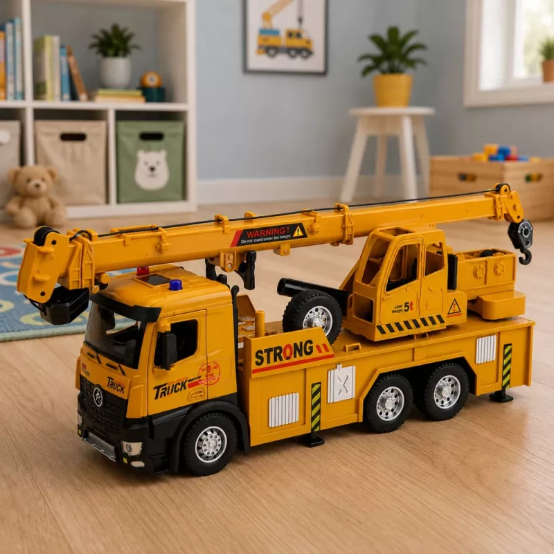 LEAN TOYS 1:12 RC-LKW mit Kran - Metallkabine, Lichter, Geräusche, 2,4GHz 8-Kanal-Fernbedienung