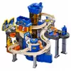 LEAN TOYS Interaktives Spielset: Parkhaus, Werkstatt und Autowaschanlage mit 8 blauen Autos