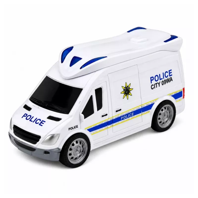 LEAN TOYS Polizeistation Garage mit 2 Autos, Hubschrauber, Walkie-Talkie, Licht & Sound | 31588