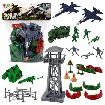 LEAN TOYS Militär-Set Soldatenfiguren Militärfahrzeuge Turm Zubehör 72 Stk.
