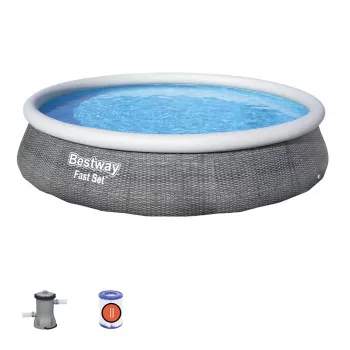Bestway Fast Set 57376 Aufstellpool Rund 7.340 L Grau