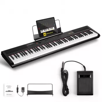 Artesia Performer 88-Tasten halbgewichtetes Digitalpiano mit Lautsprechern, Sustain-Pedal und USB MIDI - Schwarz