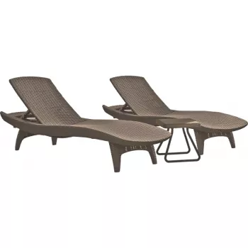 KETER Sonnenliegen-Set 2 Stück + Tisch Pacific beige