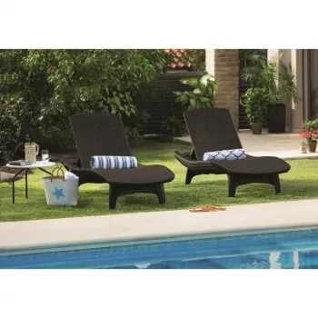 KETER Sonnenliegen-Set 2 Stück + Tisch Pacific beige