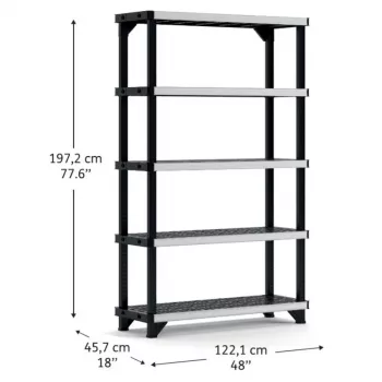 KETER 5-Ebenen-Regal Fused 122,1x45,7x197,2cm schwarz