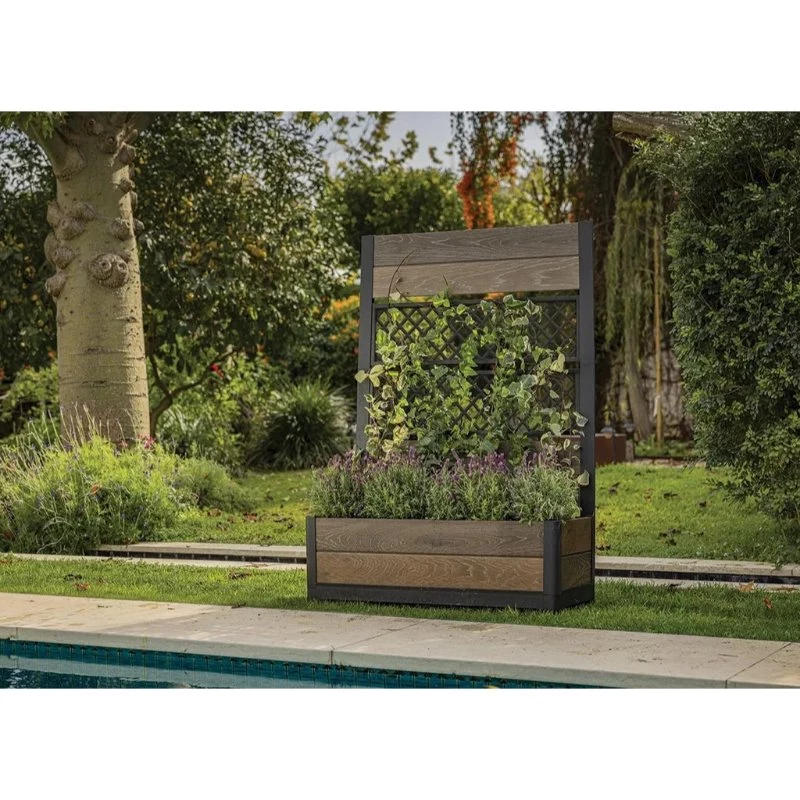KETER Deco Tulip 110L 2-Rhombus Walnuss Mesh Blumentopf