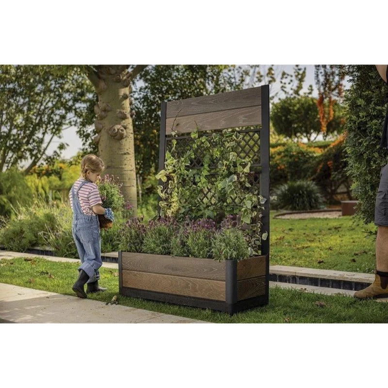 KETER Deco Tulip 110L 2-Rhombus Walnuss Mesh Blumentopf