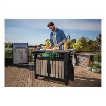 KETER Grilltisch Deco Unity XL 207L Eschenholz-Optik