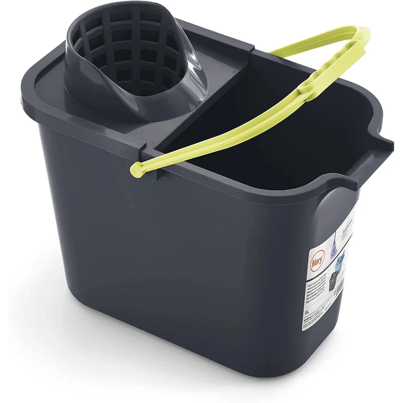 MERY Rechteckiger Abfalleimer 12L mit Druckknopf grau