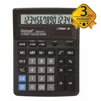 REBELL RE-BDC514 BX Tischrechner 12-stellig Dual Power Schwarz/Silber