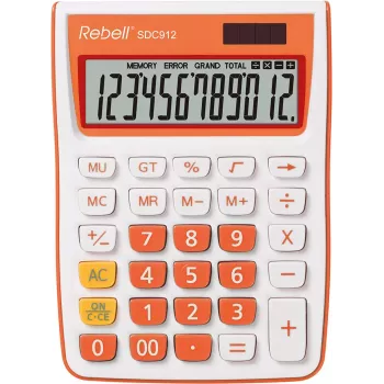 REBELL Halb-Schreibtischrechner RE-SDC912OR BX, 12-stelliges LCD, Dual-Power, Schwarz/Silber