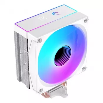 Rampage Octagon B70 CPU-Luftkühler, 120 mm ARGB, Temperaturanzeige, Weiß