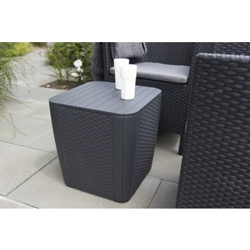 KETER Gartentisch/Aufbewahrungsbox Luzon Flat Wicker, grau