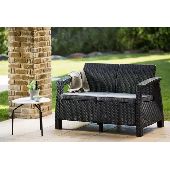 KETER Garten-Sofa Doppel-Corfu Love Seat grau