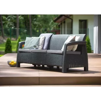 KETER Corfu Love Seat Max dreifache Garten-Sofa grau