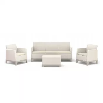 KETER Gartenmöbel-Set Scandi Forma 3-Sitzer Set kieselgrau/hellbeige