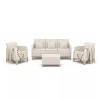 KETER Gartenmöbel-Set Scandi Forma 3-Sitzer Set kieselgrau/hellbeige