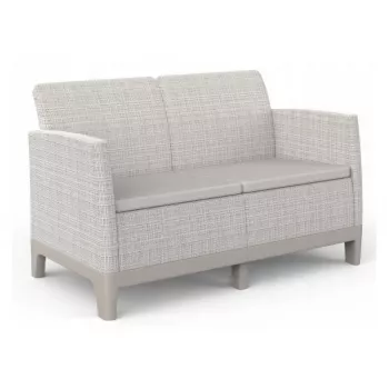 KETER Gartensofa Zweisitzer Scandi Form 2-Sitzer Sofa kieselgrau/hellbeige