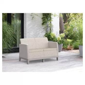 KETER Gartensofa Zweisitzer Scandi Form 2-Sitzer Sofa kieselgrau/hellbeige