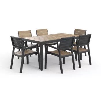 KETER Gartentisch Deco Corale 160 Teak-Optik/Grau