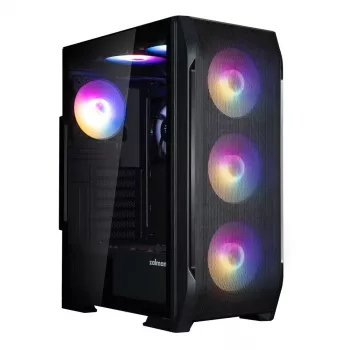 Zalman N7 PLUS V2 ATX Midi-Tower PC-Gehäuse, 7 x 120mm ARGB-Lüfter, gehärtetes Glas, Schwarz