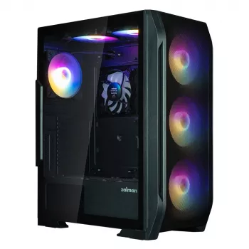 Zalman N7 PLUS V2 ATX Midi-Tower PC-Gehäuse, 7 x 120mm ARGB-Lüfter, gehärtetes Glas, Schwarz
