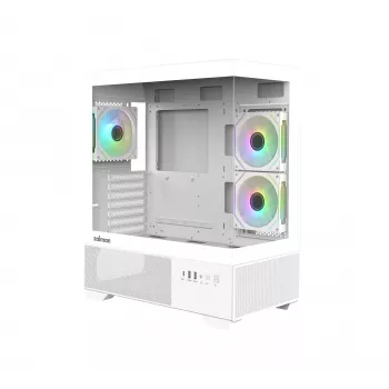 Zalman CHRONIX V2 White ATX Mid Tower PC-Gehäuse mit 3 x 120mm ARGB-Lüftern, gehärtetem Glas Seitenteil