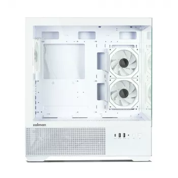 Zalman CHRONIX V2 White ATX Mid Tower PC-Gehäuse mit 3 x 120mm ARGB-Lüftern, gehärtetem Glas Seitenteil