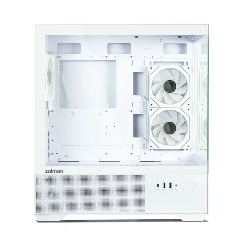 Zalman CHRONIX V2 White ATX Mid Tower PC-Gehäuse mit 3 x 120mm ARGB-Lüftern, gehärtetem Glas Seitenteil