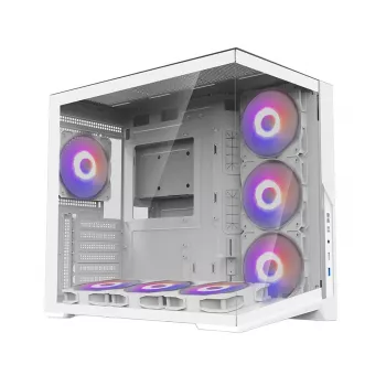 Zalman D40 White ATX Mid-Tower-Gehäuse mit 7 ARGB-Lüftern und gehärtetem Glas
