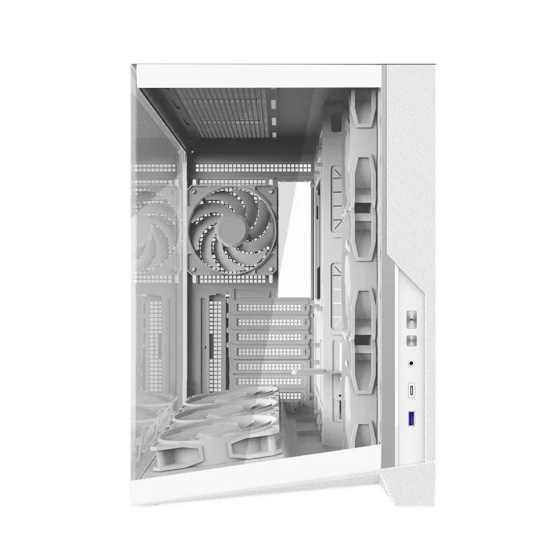 Zalman D40 White ATX Mid-Tower-Gehäuse mit 7 ARGB-Lüftern und gehärtetem Glas
